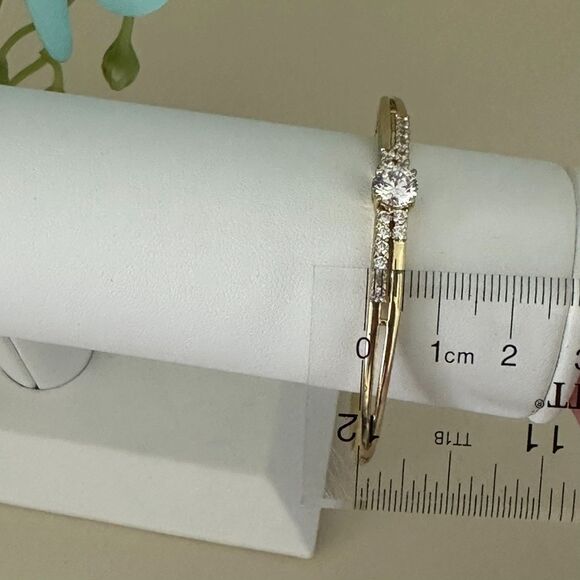 14K Gold Plated Women's Bangle Bracelet Gemstone High Quality - Picture 4 of 7